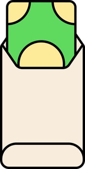 Money Cover Or Envelope Green And Yellow Icon. vector