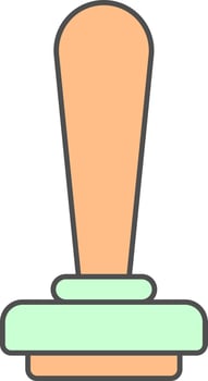 Stamper Icon In Orange And Green Color. vector