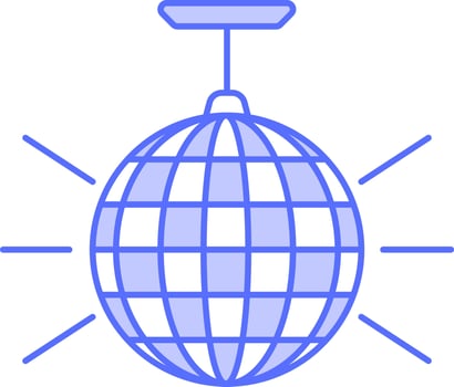 Disco Light Ball Icon In Blue And White Color. vector