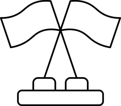 Cross Flag Pedestal Icon In Line Art. vector