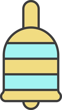Yellow And Turquoise Bell Icon In Flat Style. vector