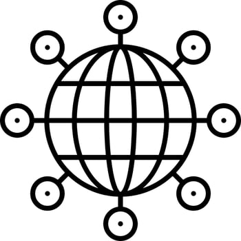 Global Connection Icon In Black Linear Art. vector