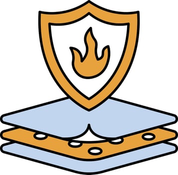 Fire Protection Layer Icon In Orange And Blue Color. vector