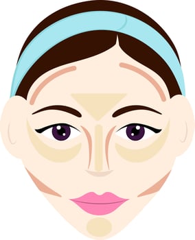 Flat Style Contour Or Highlight To Heart Face Shape Female Icon. vector