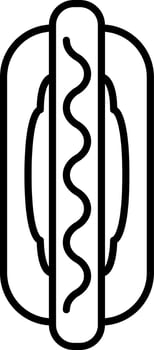 Isolated Hotdog Icon In Black Line Art. vector