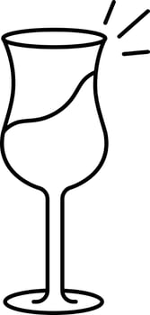 Black Line Art Illustration Of Cocktail Drink Glass Icon. vector
