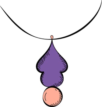 Peach And Purple Stylish Leafy Pendant Doodle Icon. vector