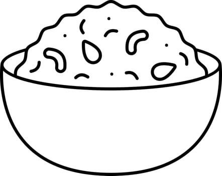 Phirni Indian Dessert Bowl Icon In Linear Style. vector