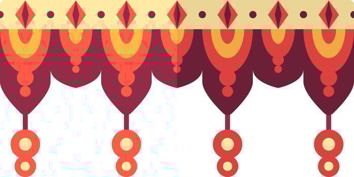 Red And Yellow Vintage Door Toran Icon In Flat Style. vector