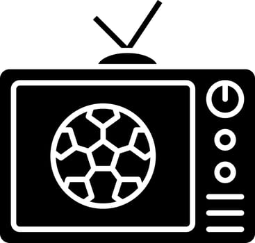 Soccer In Television Screen Black and White Icon. vector