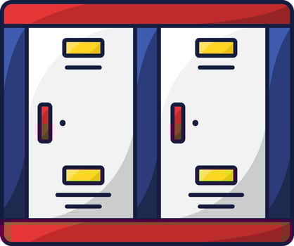 Flat Style Locker Cupboard Colorful Icon. vector
