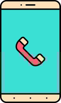 Red And Yellow Phone Call Symbol In Smartphone Screen Icon. vector