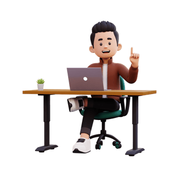 3d male character got an idea while working on a laptop png