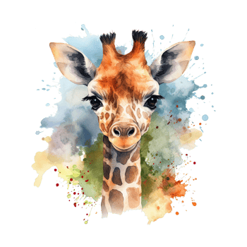 Watercolor giraffe isolated on transparent background. png