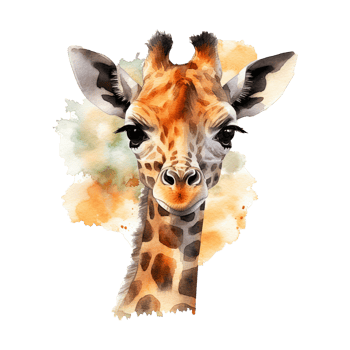 Watercolor giraffe isolated on transparent background. png