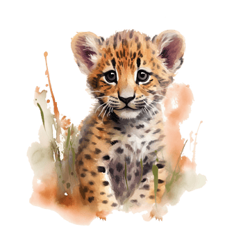 Watercolor leopard isolated on transparent background. png