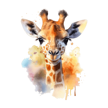 Watercolor giraffe isolated on transparent background. png