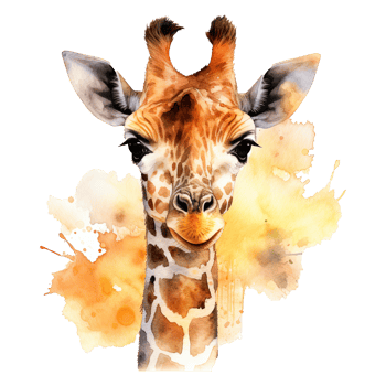 Watercolor giraffe isolated on transparent background. png