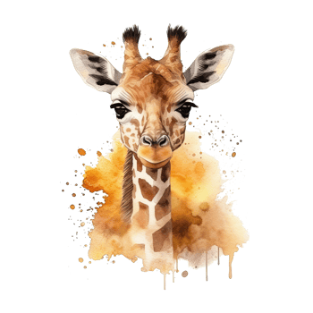 Watercolor giraffe isolated on transparent background. png
