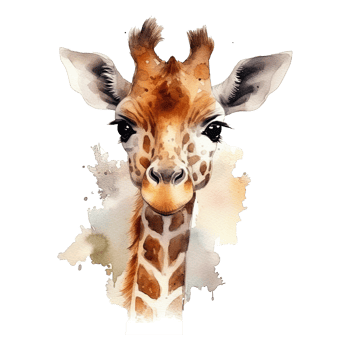 Watercolor giraffe isolated on transparent background. png