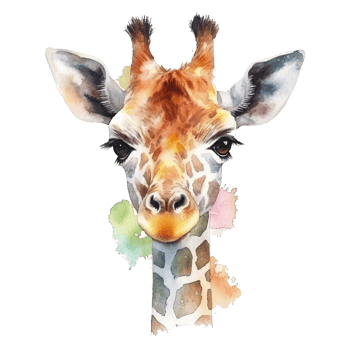 Watercolor giraffe isolated on transparent background. png