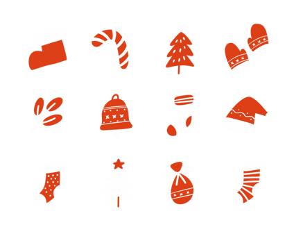 set of christmas icons png