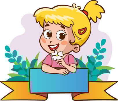 cute little kids with a banner vector
