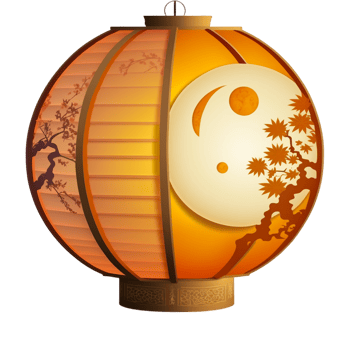 Mid Autumn Festival Moon Viewing Lantern Orange Flat. png