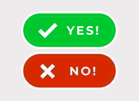 Yes and No Sign. Check Mark and Cross Symbol Vector