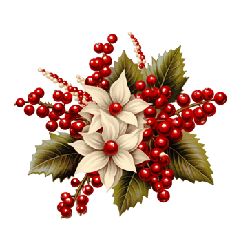 Christmas Berry Flower Cluster Watercolor. png