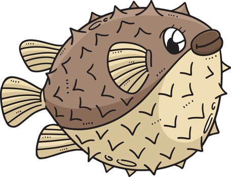 Mother Pufferfish Cartoon Colored Clipart vector
