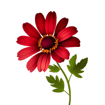 Green Leaf Big Red Flower. png