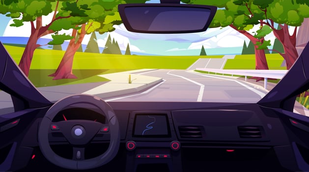 Car salon interior with view to road vector