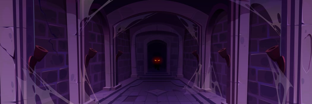Abandoned castle cave for medieval game cartoon vector