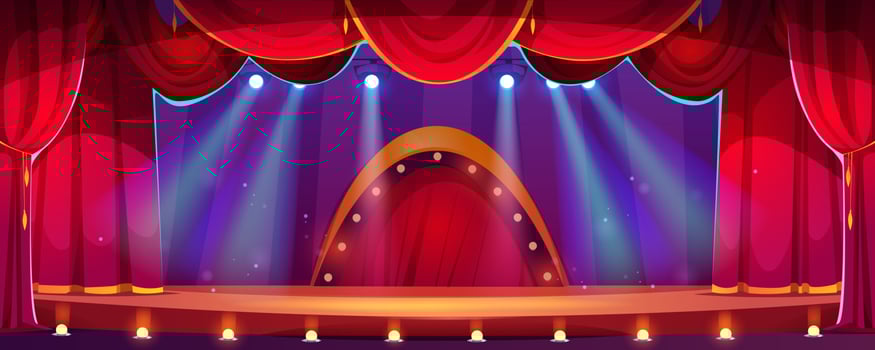 Circus or theater stage with red curtains vector