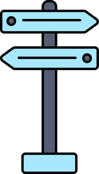 Direction Board Icon In Blue Color. vector