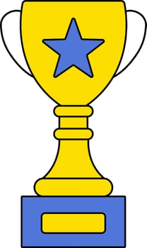 Illustration Of Trophy Icon In Blue And Yellow Color. vector