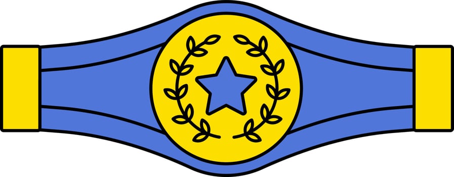 Award Or Champion Belt Icon In Blue And Yellow Color. vector