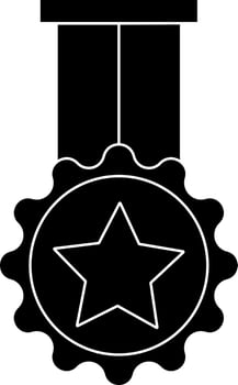 Medal Icon Or Symbol In Black And White Color. vector