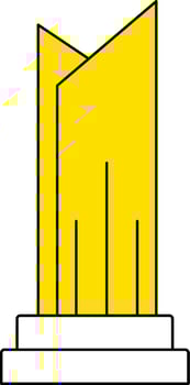 Trophy Icon Or Symbol In White And Yellow Color. vector