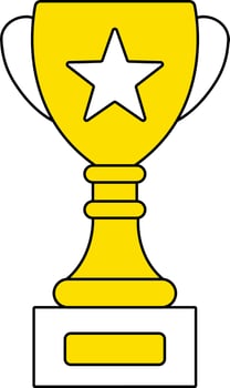 Illustration Of Trophy Icon In White And Yellow Color. vector