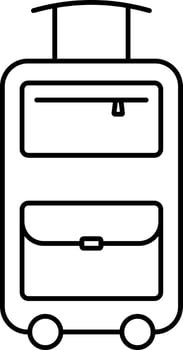 Trolley Bag Icon In Black Line Art. vector
