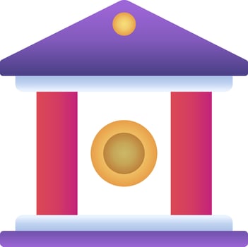 Colorful Bank Icon In Flat Style. vector