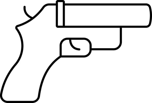 Gun Icon In Black Line Art. vector