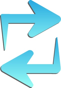 Left And Right Direction Arrow Icon In Blue Gradient Paper Cut Out. vector