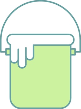 Paint Bucket Icon In Green And White Color. vector