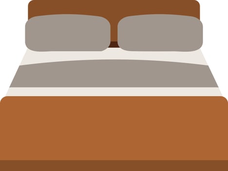 Double Bed Icon Or Symbol In Gray And Brown Color. vector