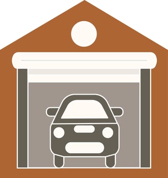 Gray And Brown Vehicle Garage Icon Or Symbol. vector