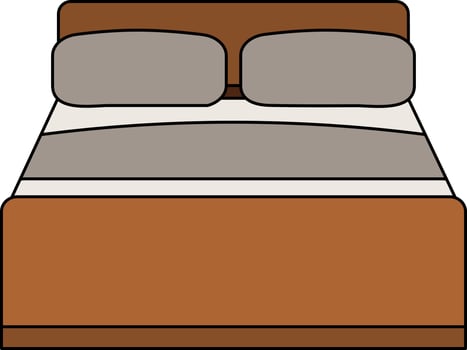 Double Bed Icon Or Symbol In Gray And Brown Color. vector
