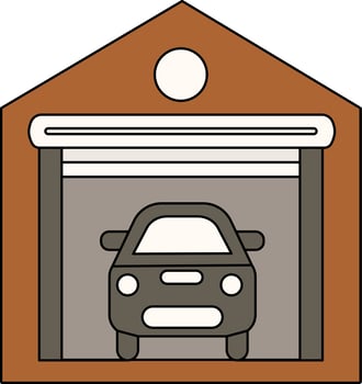 Gray And Brown Vehicle Garage Icon Or Symbol. vector